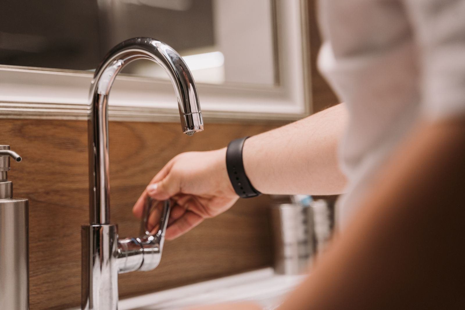 Chrome faucet fixture installed in a modern Chicago bathroom
